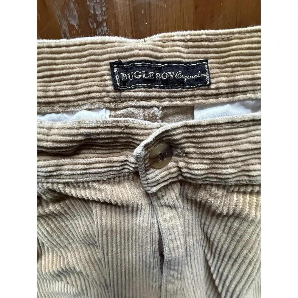 VINTAGE~BUGLE BOY Original Corduroy Pants Mens Sz 34x32 TAN Pleated Cuffed